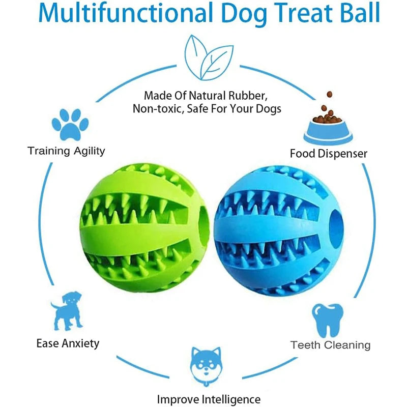 Balle Interactive en Caoutchouc pour Chiens et Chats – Distributeur de Friandises et Nettoyage Dentaire