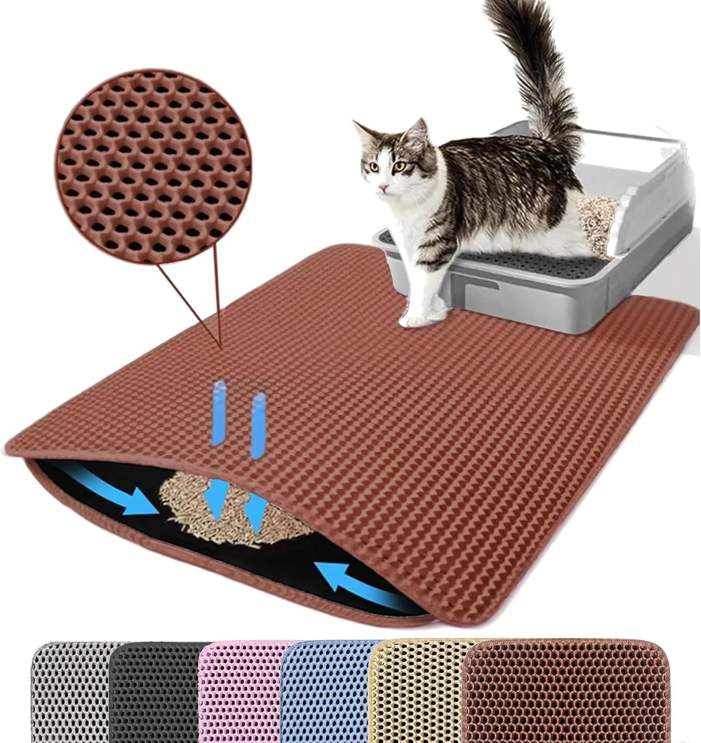 Tapis de Litière Double Couche pour Chat | Ultra-Absorbant, Imperméable & Antidérapant