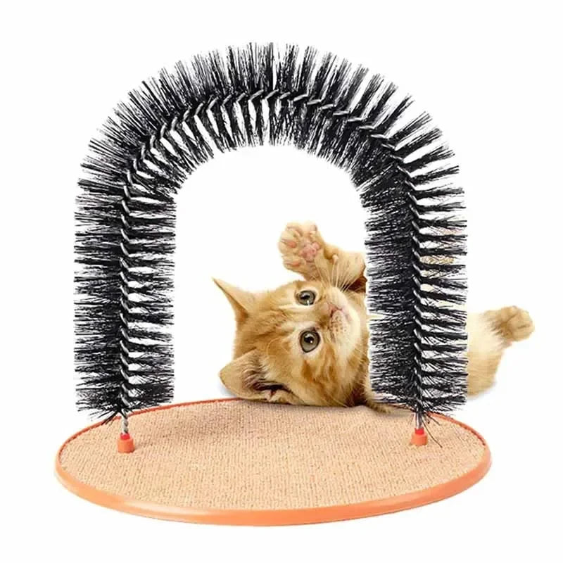 Arche de Toilettage et Massage pour Chats | Brosse Auto-Lisseur & Griffoir Interactif