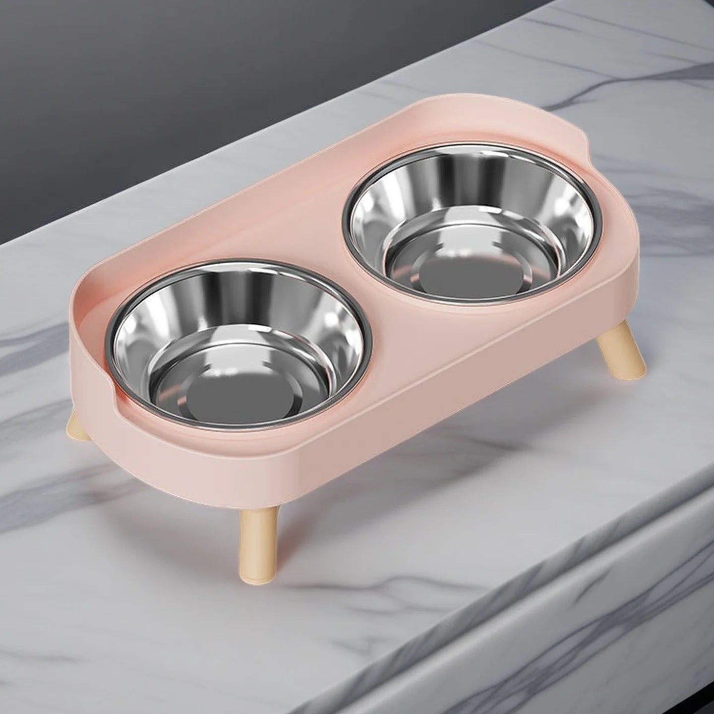 "Dopamine" Elevated Double Pet Bowl | Stainless Steel Bowls & Ergonomic Neck Support for Pets