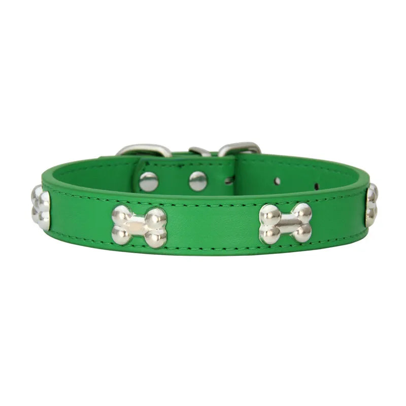 Collier en Cuir Durable pour Chien avec Ornement "Os" – Pour Petites et Grandes Races
