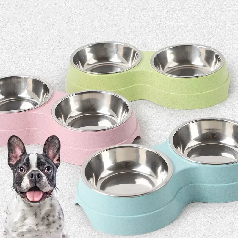 Double Gamelle en Acier Inoxydable pour Animaux | Station de Repas Durable pour Chats, Chiots et Petits Chiens