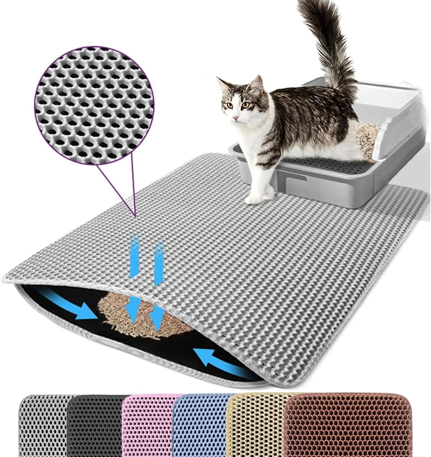 Tapis de Litière Double Couche pour Chat | Ultra-Absorbant, Imperméable & Antidérapant